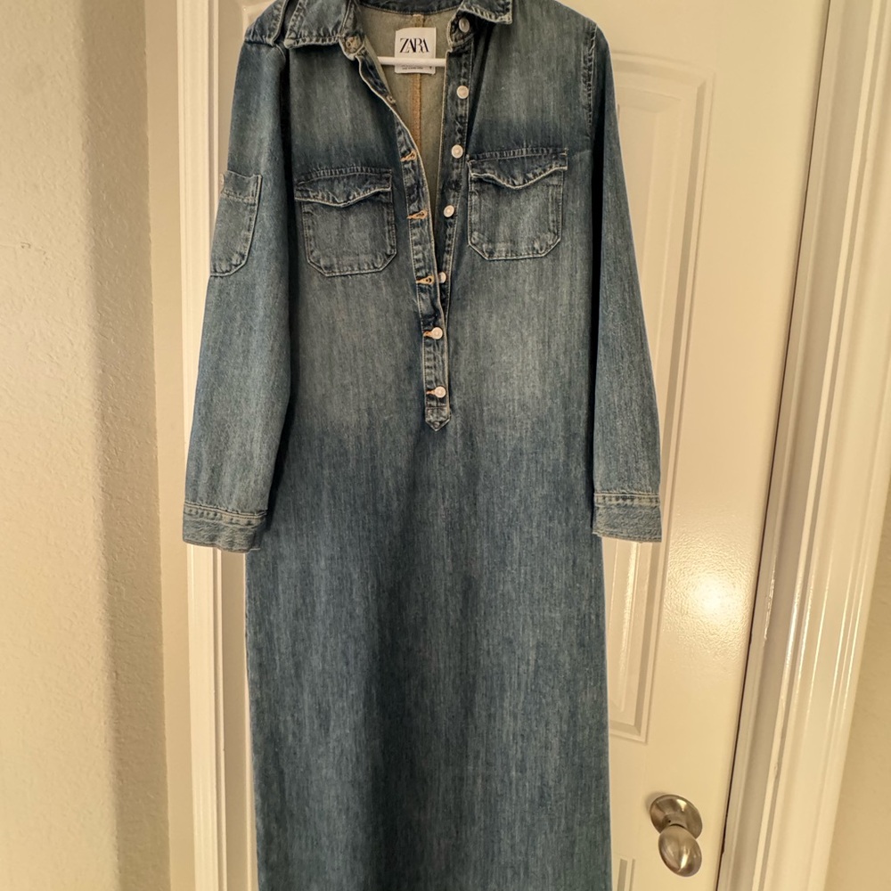 Zara Blue Denim Shirt Dress